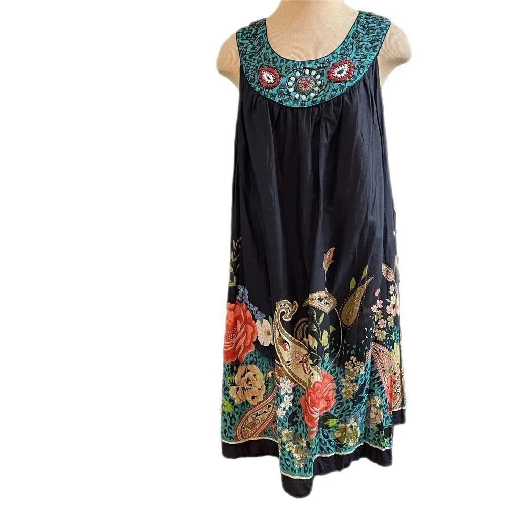 NWT Vasna Paisley Sequin Beaded Hippie Boho Dress Size 1X NEW